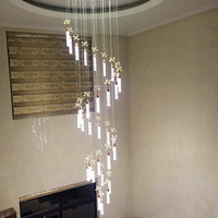 Lustre moderne de luxe en cristal avec télécommande LED, suspension rotative pour escalier duplex, hall et salon