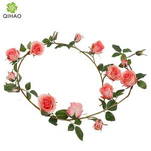 QIHAO <b>Artificial</b> Rose <b>Vine</b> Silk <b>Flower</b> Wedding Decoration Wall Hanging Home Decor Reusable High Simulation - Product Image 5