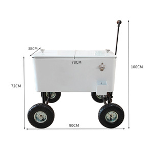 รถเข็นเก็บความเย็นโลหะ 80QT ลดราคาพิเศษ พร้อมล้อ 4 ล้อ คันชักแข็งแรง สำหรับใส่เครื่องดื่ม เบียร์ เหมาะสำหรับกิจกรรมกลางแจ้ง แคมป์ปิ้ง ปิกนิก - Product Image 5