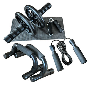 Set de Rodillo Abdominal, Barras para Flexiones, Cuerda para Saltar, Agarrador de Mano, Equipo de Fitness para Entrenamiento de Core <span class=keywords><strong>en</strong></span> <span class=keywords><strong>Casa</strong></span> - Product Image 6
