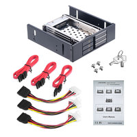 Unestech ST5534B Rack Móvil para Discos Duros/SSD SATA de 2.5 Pulgadas y 3 Bahías con Bloqueo para Bahía de Unidad Óptica