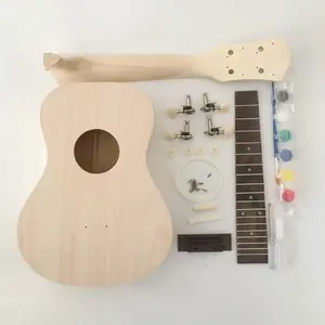23 inch Conert Ukulele DIY Kit Linden+Rosewood Wooden Handmade Handpaint Toys For Children Including Painting Tools