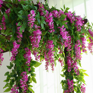 Fleurs artificielles de glycine Qingxu, guirlandes suspendues en soie plastique, décorations de mariage, cordes florales réalistes pour plafond - Product Image 1