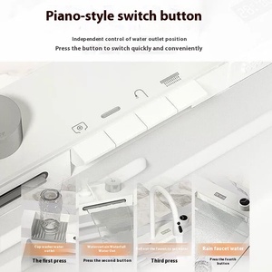 Nuevo producto, <span class=keywords><strong>llave</strong></span> de Piano blanca de una pieza, pantalla Digital, dos grifos de cascada, fregadero de cocina de cerámica con arandela de taza automática - Product Image 5