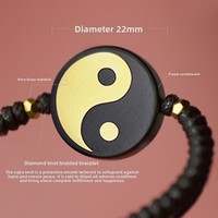 Pendentif en bois style chinois, design original, fait main, vintage, Tai Chi Yin Yang, poisson, pour homme, femme, étudiant, cadeau tressé, tendance, pour couple