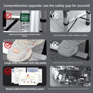 Échelle <span class=keywords><strong>télescopique</strong></span> en alliage d'aluminium à double verrouillage, pliable, pour usage domestique, capacité de charge 150 kg, pour intérieur - Product Image 3