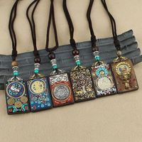 Pendentif Tangka du Népal, Vierge Tara Verte, Bodhisattva Manjushri, en bois de santal noir, motif Bouddha, collier vintage, chaîne de pull, bijoux