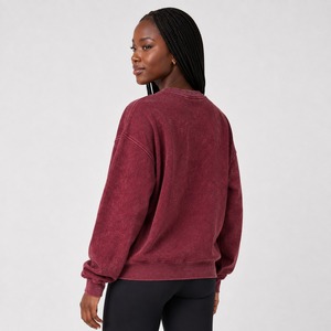 Sudadera de moda para mujer con lavado ácido, algodón, forro polar, puños acanalados, hombros caídos, estilo urbano. - Product Image 3