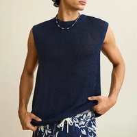 Débardeur en coton premium pour homme, maille ouverte texturée, personnalisation de marque privée, fabrication sur mesure, entièrement fini