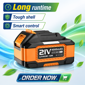 แบตเตอรี่เครื่องมือไฟฟ้าแบบชาร์จได้ 20V 4.0Ah 18650 ใช้ได้กับเครื่องเจียร์มุม Mak, ประแจกระแทก และเลื่อย - Product Image 4