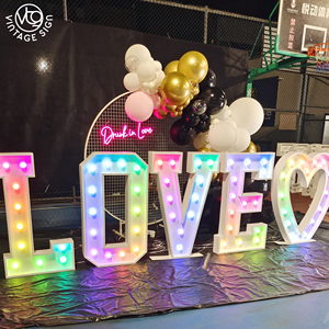 Lettres géantes en métal 3D de 4 pieds, enseignes de <span class=keywords><strong>location</strong></span> de 3 pieds, chiffres, lettres lumineuses LED RGB de type marquee, grandes lettres d'amour pour l'extérieur, enseignes de fête - Product Image 2