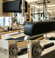 Torre de Pilates Comercial de Madera de Arce para Estudio de Yoga con Plataforma, Colchoneta y Barra de Empuje