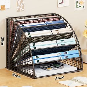 Organizador de archivos de escritorio para oficina, estante de almacenamiento de documentos de malla metálica de varios niveles para papelería y libros - Product Image 2