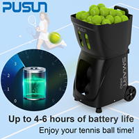 Máquina de pelotas de tenis programable PUSUN PT Smart Pro con aplicación para teléfono inteligente Control de giro de oscilación aleatoria y batería de larga duración