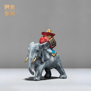 Copper And Gold Years Auspicious <b>Elephant</b> Bronze Ornament Handmade Table <b>Decoration</b> For Chinese New Year Living Room - Product Image 5