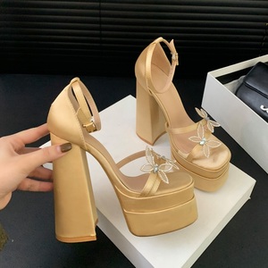 Sandales à talons hauts plateforme 15 cm, sexy, pour soirée, avec nœud et boucle - Product Image 2