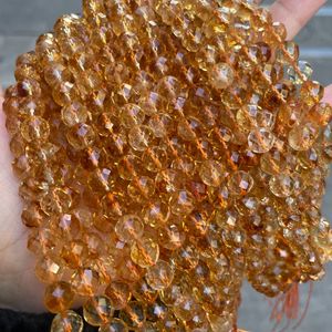 Perles rondes facettées en citrine jaune naturelle de 6 à 8 mm, pierres brutes pour la création de bijoux de mode, bracelets, colliers, artisanat fait main, cadeaux - Product Image 2