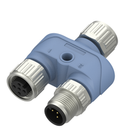 Konektor Adaptor M12 A-code Y-W Splitter 5 Pin untuk Kotak Sensor Aktuator Otomasi Pabrik, Pemasok Konektor Plc