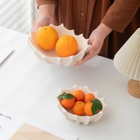 Corbeille à fruits en céramique transfrontalière, plateau de rangement pour fruits, plateau à collations et bonbons pour table basse de salon, style nordique simple et solide