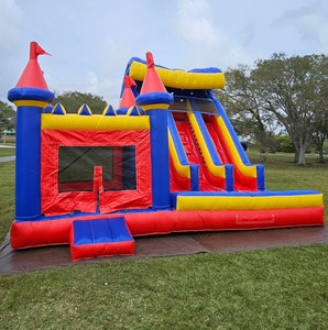 Castello Gonfiabile con Scivolo d'Acqua, Struttura Gonfiabile Rossa Combinata, Castello Rimbalzante Commerciale per Bambini - Product Image 3