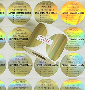 Holographic vàng 2 ''vòng tròn vòng trực tiếp nhiệt nhãn cuộn có thể in không thấm nước dán logo - Product Image 4