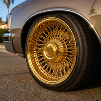 Jantes en fil d'acier forgé 13-15 pouces Or Chrome 4 trous Low Rider Spinner Hub Haute Performance Voiture Classique ODM