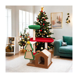 Wholesale <b>Cute</b> Climbing Frame <b>Tree</b> Tower with Christmas Design <b>Trees</b> & Scratcher - Product Image 1