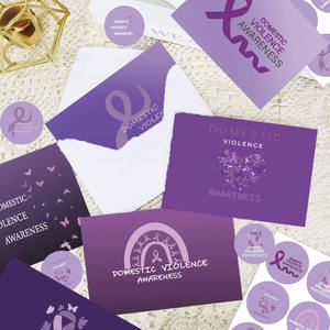 Ruban de sensibilisation carte inspirante cadeau de sensibilisation au cancer survivant violence domestique Art carte de ruban violet pour les femmes - Product Image 1