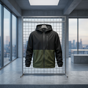 Men's Outdoor Waterproof Color Block Hooded Windbreaker Jacket Lightweight Breathable Quick-Dry Sportswear Casual Zip-UpRunning