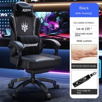 Chaise de bureau ergonomique pour le jeu avec cadre en acier inoxydable, revêtement en cuir, vérin à gaz à 4 étages, design moderne pour les joueurs