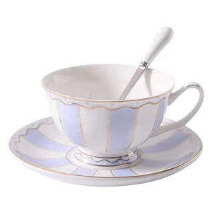 Wholesale English Afternoon Tea <strong>Cup</strong> and Saucer <strong>Set</strong> Milk Stripe Ceramics Porcelain <strong>Cup</strong> <strong>Sets</strong> for Coffee and Tea - Product Image 3