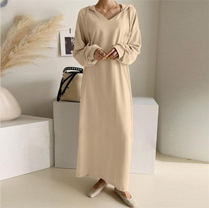 Abito lungo con cappuccio in felpa sottile autunnale, <span class=keywords><strong>vestito</strong></span> casual ampio taglie forti per donna - Product Image 2