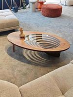 Table basse moderne pour petit appartement, en bois massif original, luxe léger, haut de gamme, forme ovale créative, pour salon et salle à manger