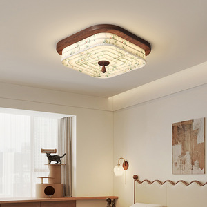 Song Dynasty Aesthetic <b>Ceiling</b> <b>Light</b> Fabric Lampshade Led Changeable Color Surface Mounted For Bedroom Living Room Study - Product Image 1