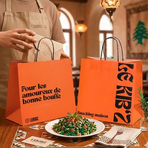Custom Eco-Friendly Disposable Restaurant Kraft Paper Container Custom Logo <b>Biodegradable</b> Recyclable Craft Fast Food <b>Packaging</b> - Product Image 3