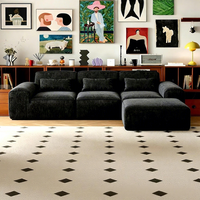 VONLIVA US-Lager Sofort Lieferbar Schwarzes Cord 4-Sitzer Modulares Ecksofa Komprimiertes Sofa Versand in 3 Tagen Kostenloser Versand