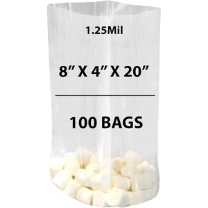 Omrani Clear Gusseted <b>Bags</b> 8 X 4 X 20 Inches 1.25Mil LDPE Food Grade 100 Count For Packaging Storage Display - Product Image 1