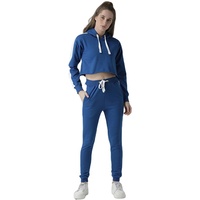 Logo personnalisé Crop Top Hoodie Sets Two Piece Jogger Set for Womens Running Sportswear