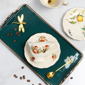 Service à thé et café en céramique à motif citron européen, avec tasses, soucoupes et pot, pour la maison et le thé de l'après-midi, style français, design frais et personnalisé - Product Image 4