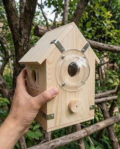 Casetta per Uccelli <span class=keywords><strong>in</strong></span> <span class=keywords><strong>Legno</strong></span> per Esterni con Struttura di Sospensione Rinforzata e Apertura per l'Osservazione - Product Image 5