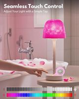 Lampe de douche LED étanche, projecteur d'ondes océaniques, commande tactile et télécommande, lampe de table rechargeable sans fil pour salle de bain et chambre à coucher