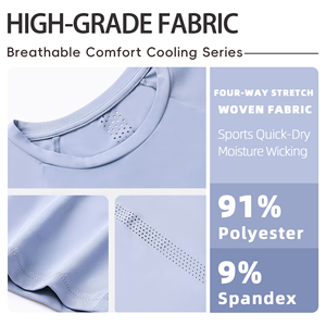 T-<span class=keywords><strong>shirt</strong></span> de course de gymnastique ventilé à dos en maille pour femmes en polyester à manches courtes et col rond - Product Image 5