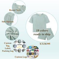 Set Pakaian Musim Panas Anak Unisex, Baju Anak Laki-laki Perempuan, Set Katun Pendek, Grosir, Set Musim Panas 2 Potong, Logo Custom