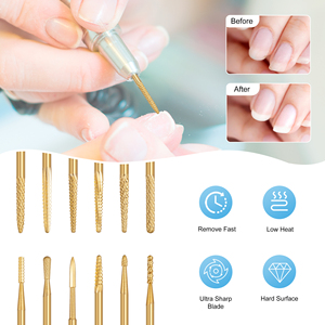 12Pcs Vàng Côn 3/32 "Lớp Biểu Bì Móng Tay Sạch Bit Cho Móng Tay Điện Tập Tin Máy Phù Hợp Làm Móng Tay Lớp Biểu Bì Đánh Bóng Móng Tay Bit Thiết Lập - Product Image 4