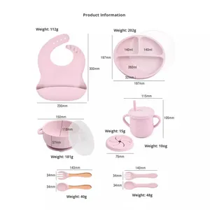 Silicone Feeding Set - Baby Led <strong>Weaning</strong> Supplies with Bib, Suction Plate, Bowl, Cup, and First Stage <strong>Spoon</strong> - Product Image 6