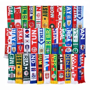 Hot Selling Customized Double Side Fan Jacquard Knitted Sports Acrylic Scarves 100% Polyester Soccer Club Football Fan Scarf
