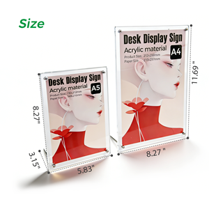 透明アクリル製A4磁気折りたたみ式デスクディスプレイサインホルダー、サポートレッグ付きディスプレイアクリルスタンド、OEM卸売 - Product Image 2