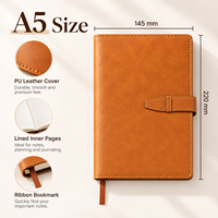 Carnet A5 personnalisé en cuir PU avec fermeture à sangle, journal à couverture rigide avec logo et nom personnalisés pour cadeaux d'entreprise et de bureau