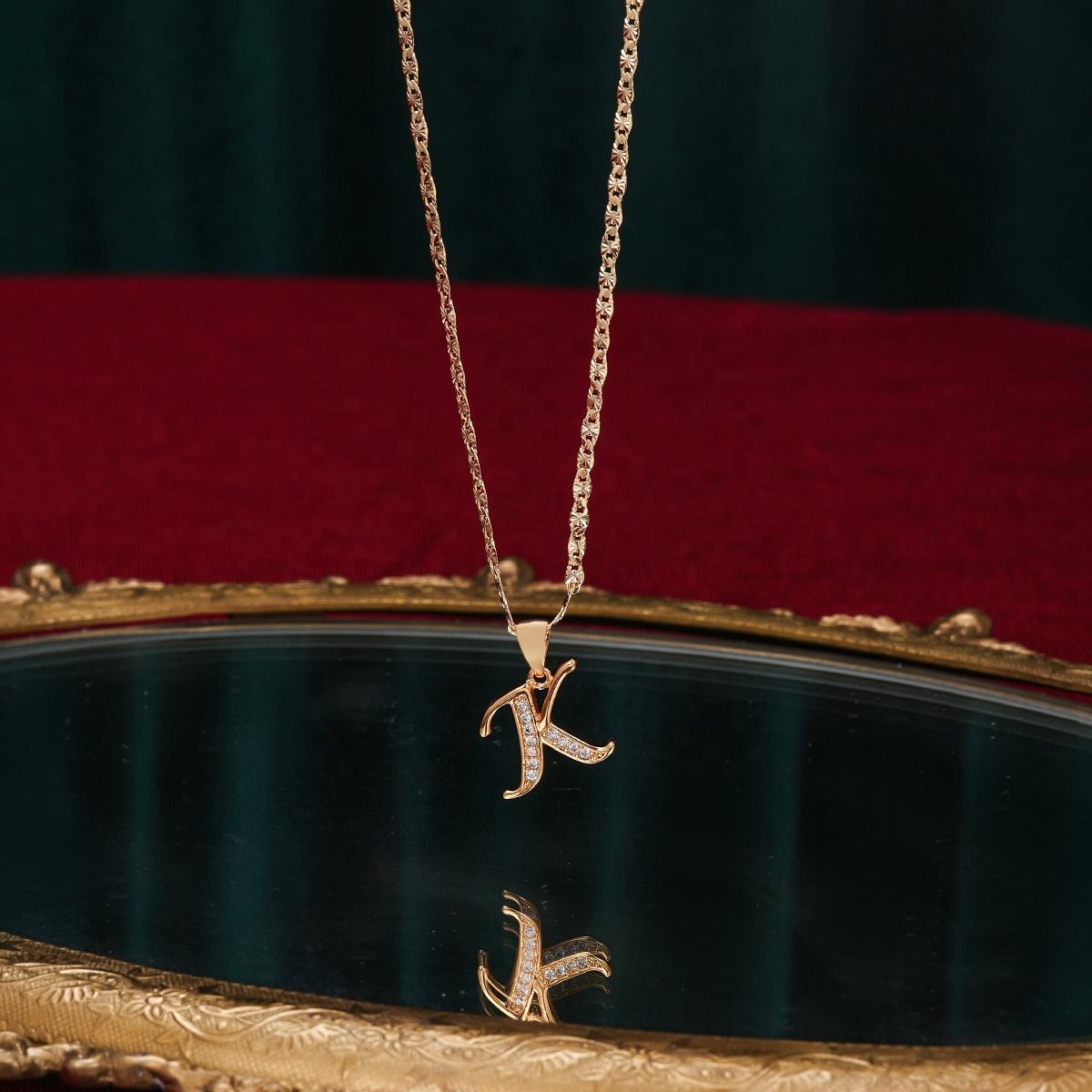 FP1273 Custom Fashion Jewelry Necklace Charms Gold Plated Crystal Initial  26 English Alphabet Letter Pendant