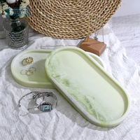 Plateau ovale moderne en marbre vert émeraude naturel pour bougies, bijoux, fruits, collations, présentation de table, décoration de hôtel et de fête